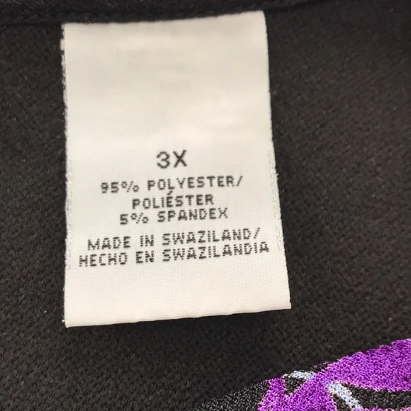 Jaclyn Smith 3X Black Floral Blouse, Bell Sleeves - Picture 8 of 9